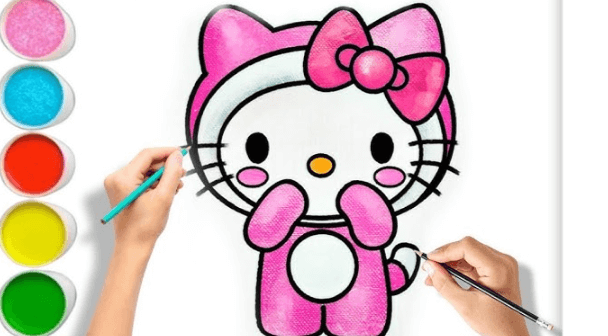 Easy:_Wezyun3ugo= Hello Kitty Drawing